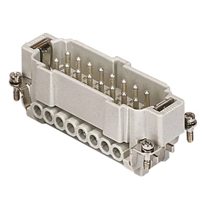 ILME Stifteinsatz CNEM 16 T Rechtecksteckverbinder | 16-polig + PE | Schraubanschluss | 16A 500V | Thermoplast Silber