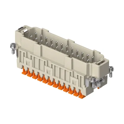 ILME Stifteinsatz CSHM 24 | Rechtecksteckverbinder 24-polig | 16A 500V | Federzuganschluss | Silber | SQUICH | mit PE