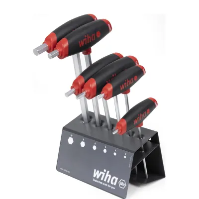 Wiha Stiftschlüssel-Set mit Quergriff 334DSVB-01 | 6-tlg. | ComfortGrip | Seitenabtrieb | Werkbankständer