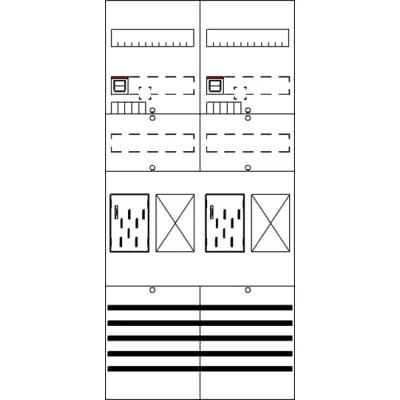 Striebel & John Zählerfeld BF27T22 | 2CPX054127R9999 | eHZ Komplettfeld | 2 Zählerplätze | 63A | vorverdrahtet | grau