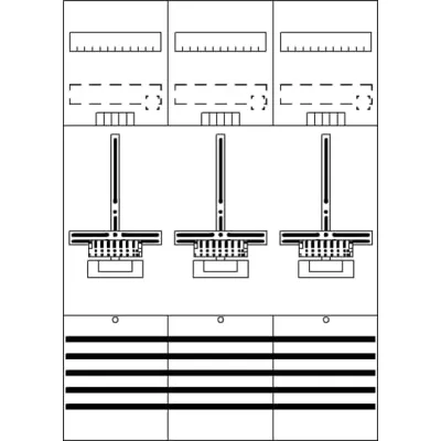 Striebel & John Zählerfeld DF37P3 2CPX054094R9999 | 3 Zählerplätze | vorverdrahtet | 1-stöckig | 63A | 1050x750mm | grau