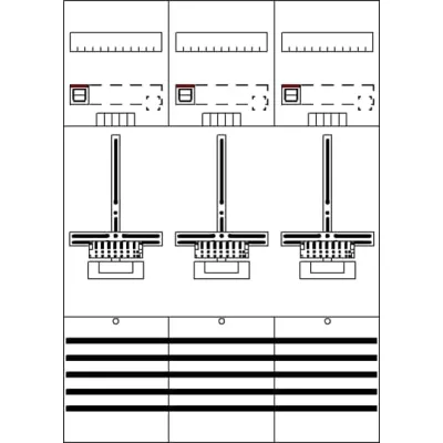 Striebel & John Zählerfeld DF37Q3 2CPX054140R9999 | 3 Zählerplätze | vorverdrahtet | 63A | 1-stöckig | 1050x750mm