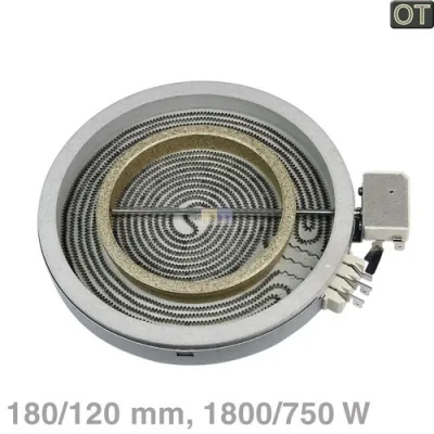 Strahlheizkörper Zweikreis Whirlpool 480121101742 180/120mmØ 1800/750W 230V