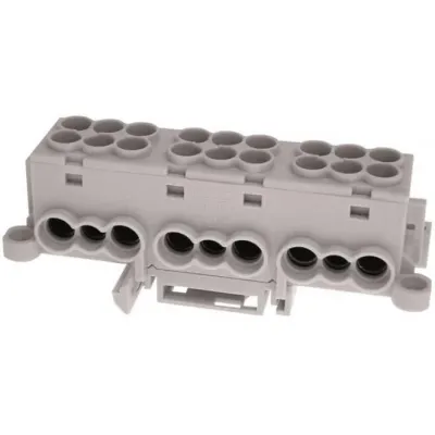 Striebel & John Hauptleitungsklemme ZK416 3-polig | 63A | 400V | 9 Anschlüsse | Schraubklemme | DIN-Schiene