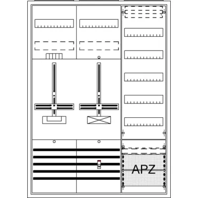 Striebel & John Zähler-Komplettschrank DA37BC | 1x Zählerplatz | 3 Felder | 800x1100x215 mm | IP31 | Aufputz/Unterputz
