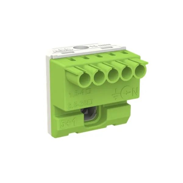 STRIEBEL & JOHN PE-Klemmenblock ZK51G 2CPX062757R9999 | 5x4+1x25mm² | Quick-Steckklemme | 6 Klemmstellen | 63A | grün