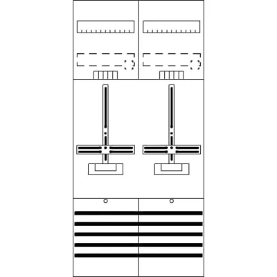 Striebel & John Zählerfeld DF27C2 | 2CPX054150R9999 | 2-fach | vorverdrahtet | 63A | 1-stöckig | 1050x500 mm | grau