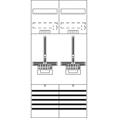 Striebel & John Zählerfeld DF27P2 | 2 Zählerplätze | vorverdrahtet | 63A | 1050x500mm | grau RAL7035 | IP2XC