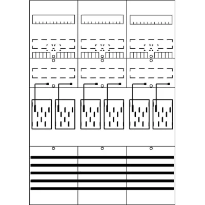 Striebel & John Zählerfeld BF37L6 2CPX054136R9999 | 6 Zählerplätze eHZ vorverdrahtet | 63A | 1050x750mm | grau RAL7035