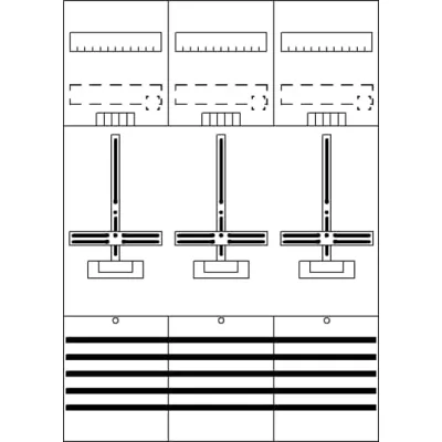Striebel & John Zählerfeld DF37C3 | 3 Zählerplätze | vorverdrahtet | 1-stöckig | 63A | 1050x750mm | grau RAL7035 | IP2XC