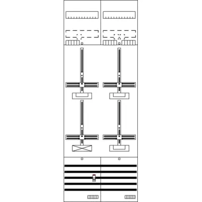 Striebel & John Zählerfeld DF29G3B | 3 Zählerplätze | vorverdrahtet | 2-stöckig | 63A | 500x1350mm | IP2XC