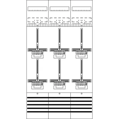 Striebel & John Zählerfeld DF39P6 | 2CPX054101R9999 | 6 Zählerplätze | vorverdrahtet | 63A | 2-stöckig | grau | IP2XC