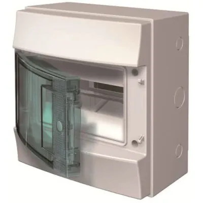 Striebel & John Aufputz-Kleinverteiler M65W108TN1 IP65 1-reihig 8TE | Kunststoff | Tür | Schloss | grau RAL7035