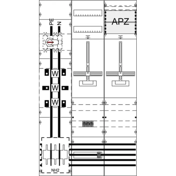 ABB Mess- und Wandlerfeld KA4285 2CPX035093R9999 | 1 Zählerplatz | 250A | 2-stöckig | 1350x750mm | IP2XC | grau