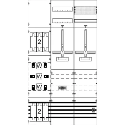 ABB Mess- und Wandlerfeld KA4285 2CPX035093R9999 | 1 Zählerplatz | 250A | 2-stöckig | 1350x750mm | IP2XC | grau
