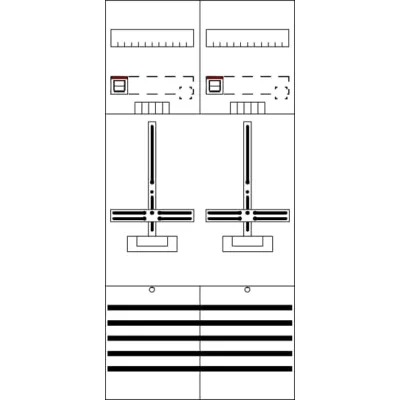 Striebel & John Zählerkomplettfeld DF27C2R | 2 Zähler | 3-Punkt | 7 Reihen | vorverdrahtet | plombierbar | 500x1050mm