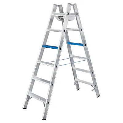 Geis&Knoblauch Stufenstehleiter 7112-7 | Alu-Doppeltritt 2x12 Stufen | Industriequalität | Stehhöhe 2,65 m | klappbar