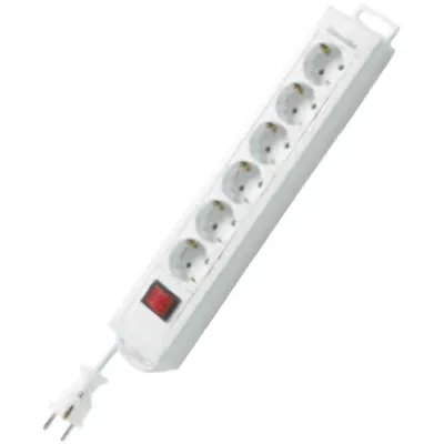 REV Steckdosenleiste 6-fach 00146141 | Mehrfachsteckdose mit Schalter 2,4m Kabel | Wandmontage | 45° Winkel | anthrazit