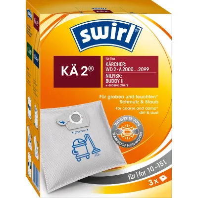 Swirl Staubsaugerbeutel KA 2.0 für Kärcher WD 2, Nilfisk Buddy II | 3 Stück | 3-lagig | reißfest | Nass-Trockensauger