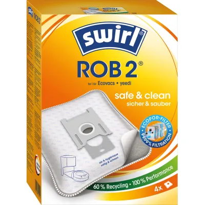 Swirl Staubsaugerbeutel ROB 2 EcoPor für Ecovacs/Yeedi | 4 Stück | 99,99 % Feinstaubfilter | Recyclingmaterial