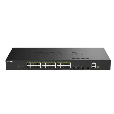 D-Link Netzwerk Switch DGS-1530-28P/E | 28-Port Gigabit | 24x PoE+ 370W | 4x SFP+ | Stackable | Smart Managed | 19 Zoll
