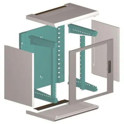 Schweitzer Wandschrank 19" EasyFix EF 15312 | 15HE | 500 mm tief | Glastür | Wandverteiler | Stahlblech | lichtgrau