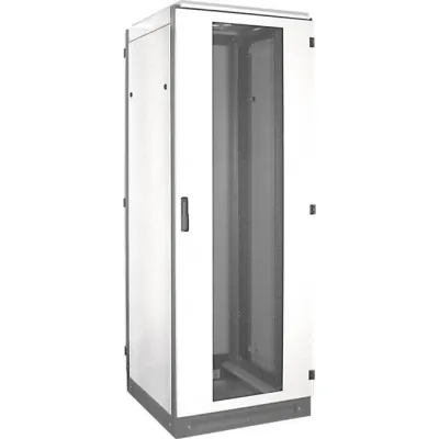 SST 19" Netzwerkschrank EasyRack LC 42HE EN 42559 | 800x2000x800 mm | Stahltür | Glasfront | lichtgrau