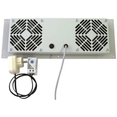 Schweitzer Lüfterkassette Dach EZL 1401 | 2 Lüfter | Thermostat | 3m Kabel | Stahlblech | lichtgrau pulverbeschichtet