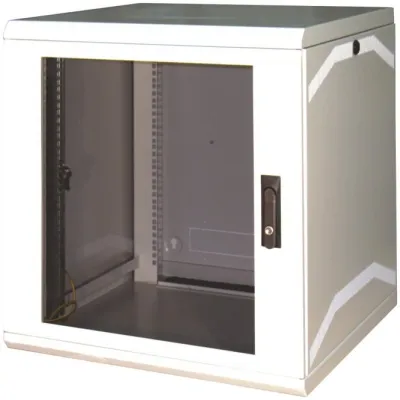 SST 19" Rackgehäuse KS 912212 | EasyBox 12HE | 600x615x400 mm | ESG-Glasfront | abschließbar | lichtgrau RAL 7035