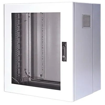 SWST Wandverteilergehäuse 19" WV701 WV 109312 | 9HE | ESG-Sichttür | schwenkbar | 600x478x500 mm | parsolgrau