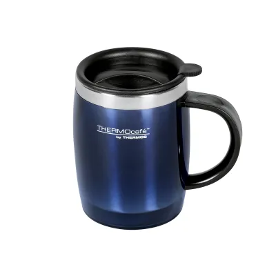 THERMOcafè Isolier-Trinkbecher 350 ml | Edelstahl | BPA-frei | schwappsicher | passt unter Kaffeeautomat | blau