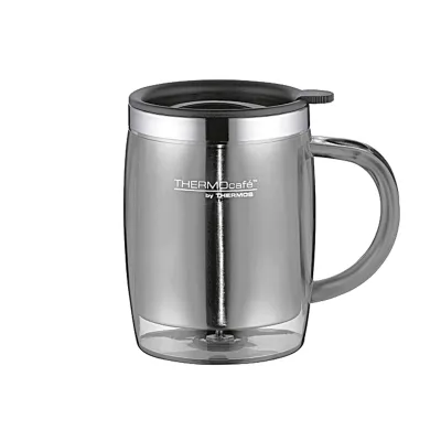THERMOcafè Isolier-Trinkbecher 350 ml | Edelstahl | BPA-frei | doppelwandig | schwappsicher | grau