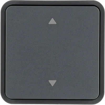 Berker Wippe 1-fach 30653545 | Tasterabdeckung W.1 | Bedruckung 2 Pfeile oben/unten | IP55 | grau matt | Kunststoff