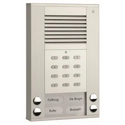 TCS Audio-Türstation ASE51040-0010 | 4 Klingeltasten | Codeschloss | Aufputz | Aluminium | Bus-System | Silber
