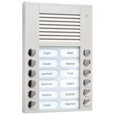 TCS Audioaußenstation PES12-EN/04 | Türsprechanlage 12 Klingeltasten | Aufputz | Bus-System | Vandalismusschutz