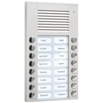 TCS Audio Türstation PES16-EN/04 | 16 Klingeltasten | Aufputz | Bus-System | Vandalismusgeschützt | Aluminium | Silber