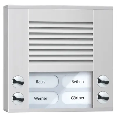 TCS Audio Türstation PES04-EN/04 | 4 Klingeltasten | Aufputz | Bus-System | Vandalismusschutz | Aluminium Silber