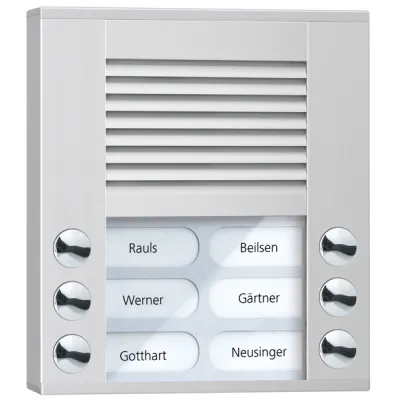 TCS Audio Außenstation PES06-EN/04 | Türsprechanlage Bus-System | 6 Ruftasten | Aufputz | Aluminium silber