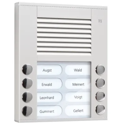 TCS Audio Türstation PES08-EN/04 | Aufputz | 8 Klingeltasten | Bus-System | Vandalismusschutz | Aluminium silber
