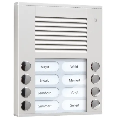 TCS Audio Türstation PES08-EN/04 | Aufputz | 8 Klingeltasten | Bus-System | Vandalismusschutz | Aluminium silber