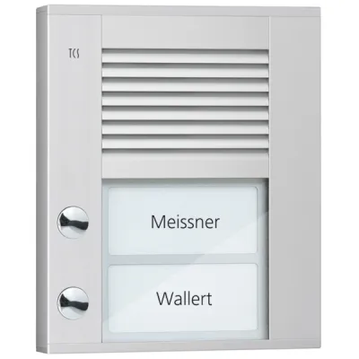 TCS Audio-Türstation PDS02-EN/04 | 2 Klingeltasten | Aufputz | Bus-System | Vandalismusschutz | LED | Aluminium