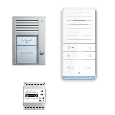 TCS Türsprechanlage audio:pack PAAF011/001 | Bus-System | 1 Wohneinheit | Aufputz | Aluminium silber/weiß | abhörsicher