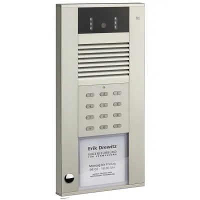 TCS Video-Türsprechanlage AVD54013-0010 | 1 Klingel | 130° Kamera | Codeschloss | Aufputz | Aluminium | Silber
