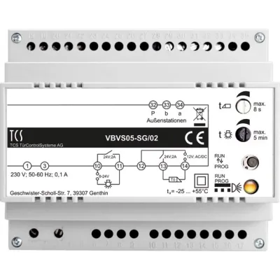 TCS VBVS05-SG/02 Versorgungs- und Steuergerät | 24V DC | Bus | Hutschiene | 1 Strang | 6 TE | Relais | Türöffner | LED