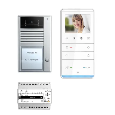 TCS Video-Türsprechanlage Set PVC2310-0010 | 1 Wohneinheit | 2-Draht | Freisprechfunktion | Aufputz | 3,5 Zoll