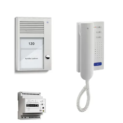TCS Türsprechanlagen-Set PSC2110-0000 | Audio Bus | Aufputz | 1 Wohneinheit | Alu silber | Innenstation weiß