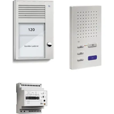 TCS Türsprechanlage Set PSC2210-0000 | Bus-System Aufputz | 1-Familienhaus | Freisprechfunktion | Aluminium Silber