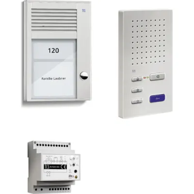TCS Türsprechanlage Set PSC2210-0000 | Bus-System Aufputz | 1-Familienhaus | Freisprechfunktion | Aluminium Silber