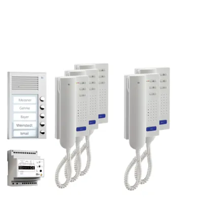 TCS Türsprechanlage Aufputz PPA05-EN/02 | Audio Set für 5 Wohneinheiten | Bus-System | ISH3030 | Aluminium Silber