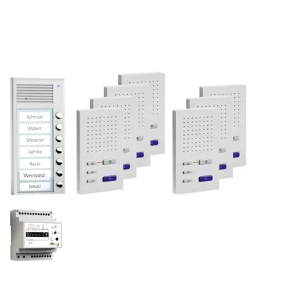 TCS Türsprechanlage PPAF07-EN/02 | Audio-Set 7 Wohneinheiten | Aufputz | 1 Außenstation | 7 Innenstationen